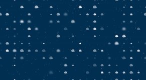 Template animation of evenly spaced tourist tents of different sizes and opacity. Animation of transparency and size. Seamless looped 4k animation on dark blue background with stars