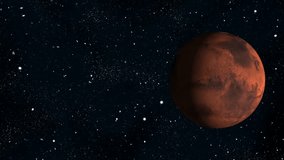 Spinning Mars planet sphere galaxy in space with solar system, Amazing Sunrise Over The Mars Planet, Video animation of the planet Mars, rotation of the globe
