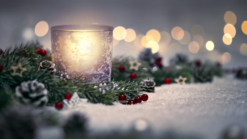 Christmas decoration with glowing lamp, ornaments and bokeh lights in the background, a slow elegant seasonal footage
 | Shutterstock HD Video #1109663245