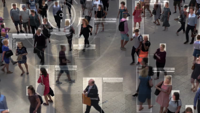  Security Camera Surveillance Footage Anonymous Crowd of People in Airport or Train Station. Computer Vision with Facial Recognition Scanner Looking for Suspect. Big Data, Artificial Intelligence. Royalty-Free Stock Footage #1109664939