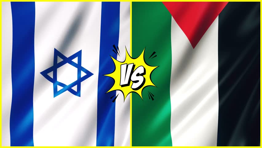 Israel vs Palestine Flags. Israel vs Palestine War Flag Design Template 4K Footage. Royalty-Free Stock Footage #1109668265