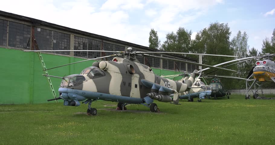 4K sunny morning video of an aviation museum outdoor exposition fields