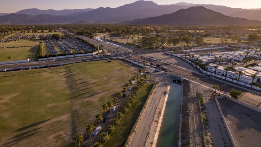 Power Trip Heavy Metal Festival Parking in polo fields at sunset