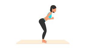 Triceps kickbacks exercise tutorial. Female workout on mat. Fitness woman exercising. Looped 2D animation with young girl character training. Sport and healthy lifestyle concept.