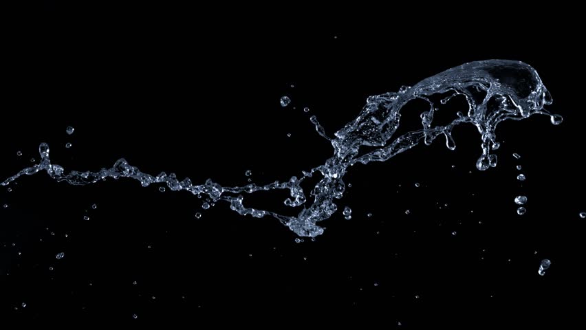 Super Slow Motion Shot of Water Splash at 2000fps Isolated on Black Background.