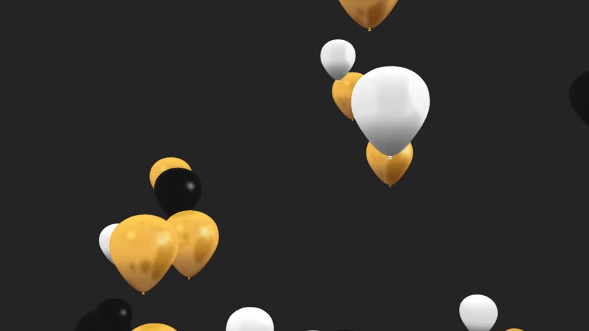 Dynamic Black, Gold, and White Balloons in an Infinite Loop Particle Concept for Celebrations, Black Friday, and New Year's Eve Party Royalty-Free Stock Footage #1109677731