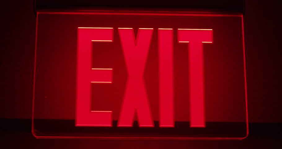 A close up on Red Illuminated Exit Sign | Shutterstock HD Video #1109681583