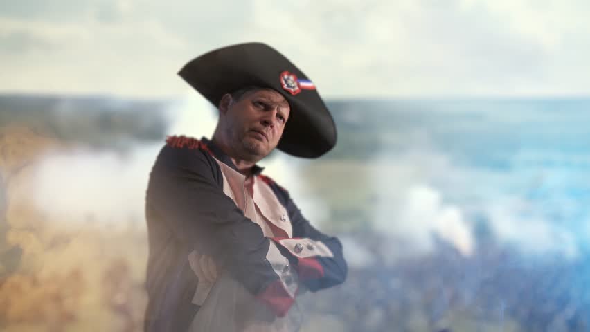 the historical portrait of Napoleon  Bonaparte on background of the 
battlefield