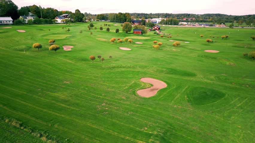 Wide overview shot of a golf course in Espoo, Finland