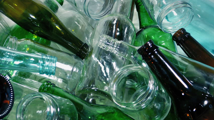 Restaurant Detail Pile Of Wine And Beer Bottles For Recycling