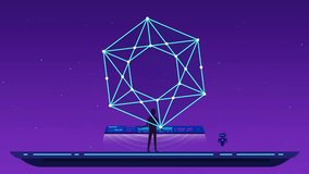 Blockchain Information Data Transaction Process Illustration. Cryptocurrency Block Chain Abstract Structure Network Grid 3d Animation. Crypto Currency Global Cybersecurity Business Concept. 4k UHD. - Powered by Shutterstock - Get 15% off with code: PIKWIZARD15