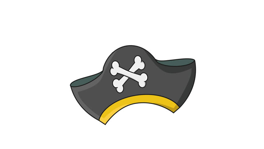 animated video of a moving pirate hat icon.4k video quality