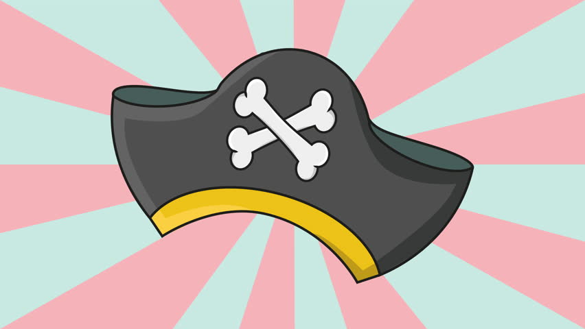 Animated pirate hat icon with rotating background.4k video quality