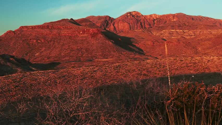 Big Bend National Park Protected Nature Landscape During Sunset In Southwest Texas, USA. Static Shot