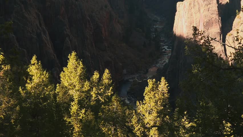 Gunnison River Within Black Canyon Of The Gunnison National Park In Colorado, United States. High Angle Shot