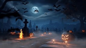 halloween celebration and decoration with pumpkin background. seamless looping time-lapse virtual video animation background.