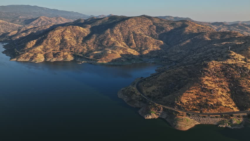 A breathtaking aerial view of a serene mountain lake in California, USA