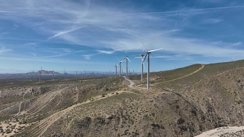 Wind turbines in the Mojave Desert in California