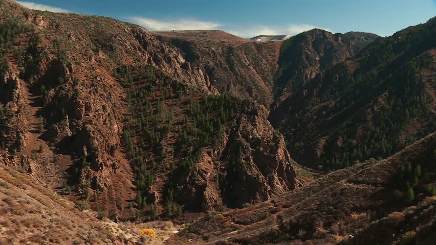Trees At The Mountains Of Black Canyon Of The Gunnison National Park In Western Colorado, USA. Aerial Shot