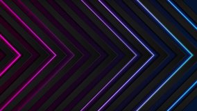 Blue purple neon glowing arrows technology abstract background. Seamless looping futuristic laser motion design. Video animation Ultra HD 4K 3840x2160