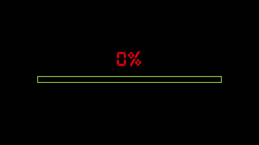 Loading progress bar downloading bar loading screen pixelated progress animation. Status bar, processing from 0 to 100 transfer on black background. Percent indicator. Running bar counter Royalty-Free Stock Footage #1109743217