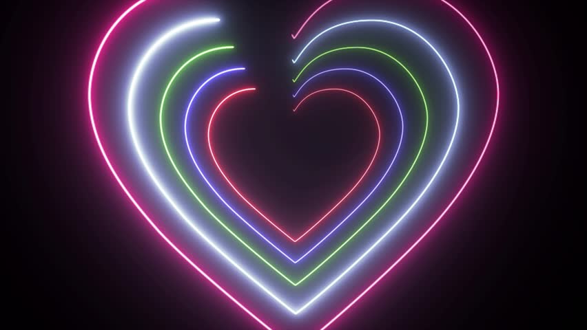 Neon Glowing Heart Shape Animation On Black Background, Neon Light Heart Shape Symbol Of Love, Glowing Neon Heart, Abstract Animation Of Glowing Neon Lights Heart
 | Shutterstock HD Video #1109745955
