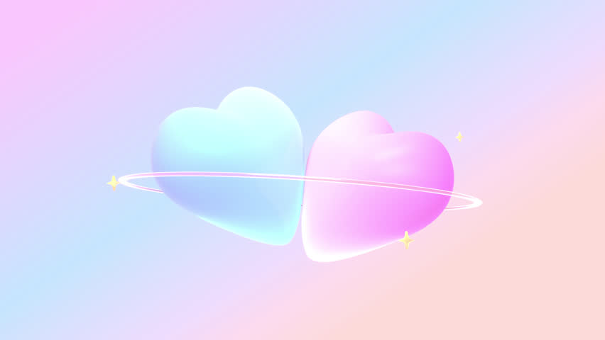 Looped cartoon pastel bonding hearts planet animation. Royalty-Free Stock Footage #1109761683