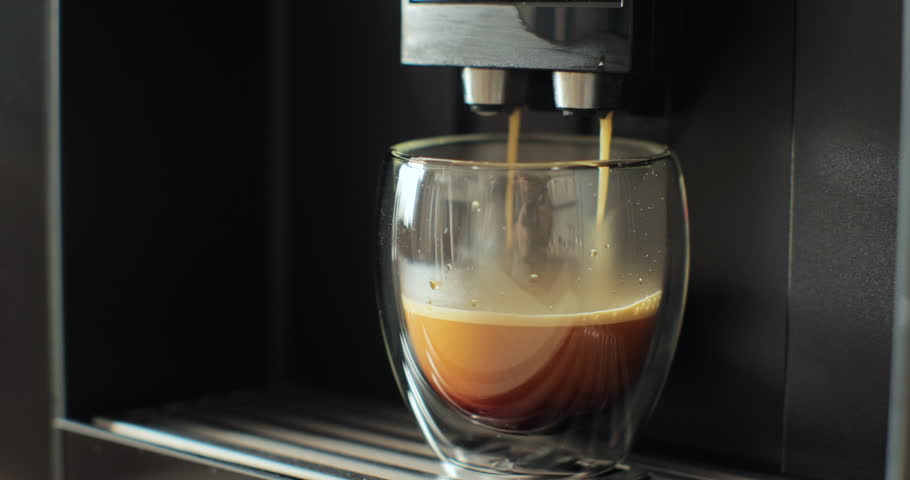 Making black coffee espresso in coffee machine. Home making hot coffee. Royalty-Free Stock Footage #1109761943