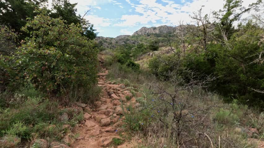 Daytime landscape of the Wichita Mountains National Wildlife Refuge at Oklahoma