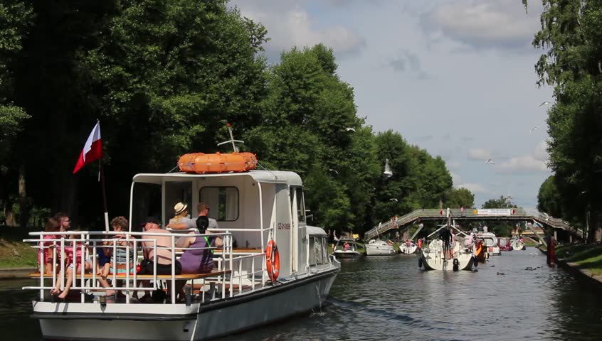 Boats, yachts and ships on a canal