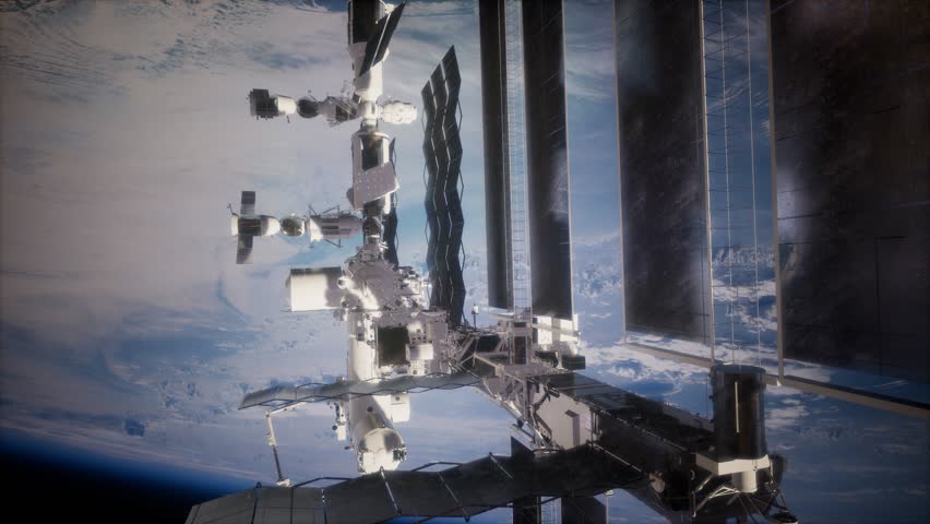 Earth and outer space station iss. Elements of this image furnished by NASA