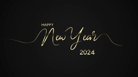 Happy New Year 2024 with gold handwritten script on isolated background - Powered by Shutterstock - Get 15% off with code: PIKWIZARD15