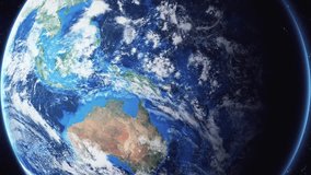 Zoom of the earth from space to the city. Zoom in to the city Port Moresby, Papua New Guinea. 3D Animation. Stock video footage. Full HD.