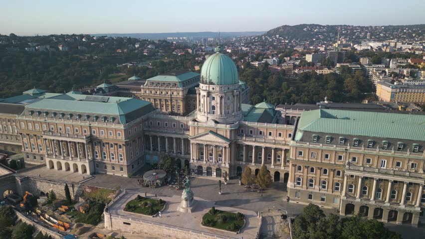 Amazing Aerial Drone View of Buda Castle in Budapest, Hungary Royalty-Free Stock Footage #1109795213