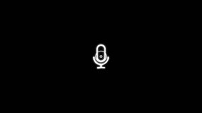 Recording microphone icon animation on black background.