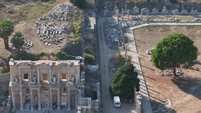 Ephesus Ancient City (Efes Antik Sehri) Drone Video, Selcuk Izmir, Turkey (Turkiye)