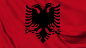 Albania waving flag seamless loop animation. The National flag of Albania is 3d waving. Albania flag 4k High Resolution.