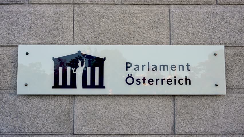 Parliament of Austria. Inscription at the entrance to the Austrian Parliament in Vienna.
