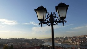 Landscape 4K video with Porto from above. Aerial view over this beautiful city from Portugal during a summer sunset.