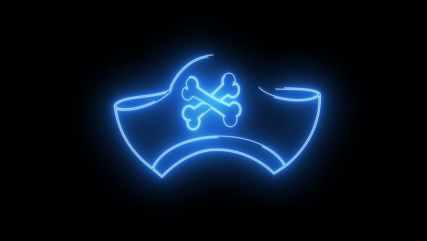 Animated icon in the shape of a pirate hat with a neon saber effect