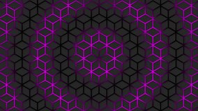 Animated circular Pink wave moving over hexagonal shape futuristic background. Trendy sci-fi technology background with hexagonal pattern. Seamless loop