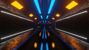 Blue and Orange and White Spaceship Corridor Background VJ Loop in 4K