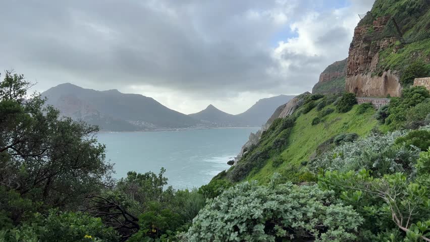 Chapmans Peak drive on a dark cloudy windy day Royalty-Free Stock Footage #1109814249