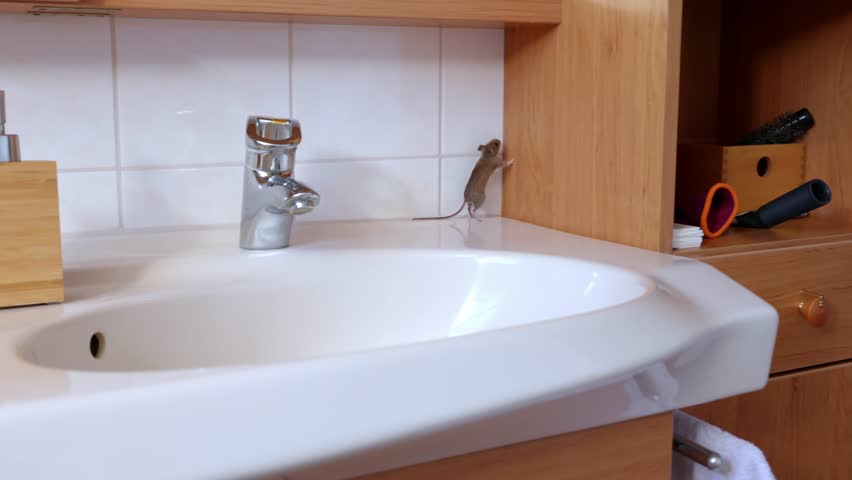 A Mouse Engaged in Bathroom Antics - Dolly Shot