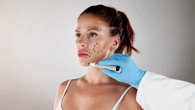 Facial Aesthetics Facelift. Plastic Surgery Drawings On Face - Powered by Shutterstock - Get 15% off with code: PIKWIZARD15