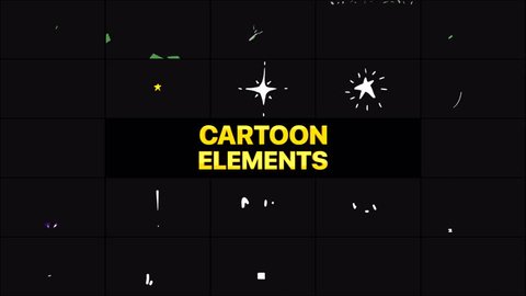 Cartoon Elements Motion Grapihcs Pack is the cool looking motion graphics pack that contains collection of funky hand drawn overlays in 4k resolution   - Βίντεο στοκ