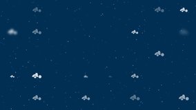 Template animation of evenly spaced road roller symbols of different sizes and opacity. Animation of transparency and size. Seamless looped 4k animation on dark blue background with stars