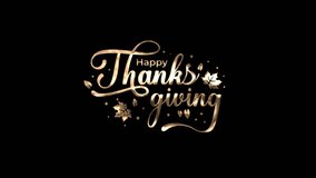 Happy Thanksgiving Day Text Animation in Gold, Silver and Orange Color. Animated Happy Thanksgiving. Alpha Channel. 4K Animation Footage - Powered by Shutterstock - Get 15% off with code: PIKWIZARD15