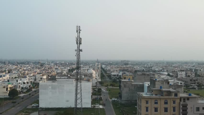 Aerial view of mobile network towers in Pakistan
