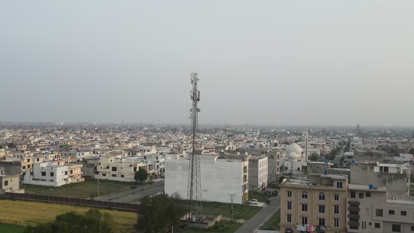 Aerial view of mobile network towers in Pakistan